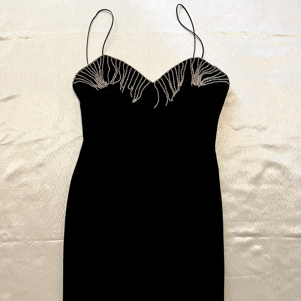 Bleautiful, black dangling rhinestones dress